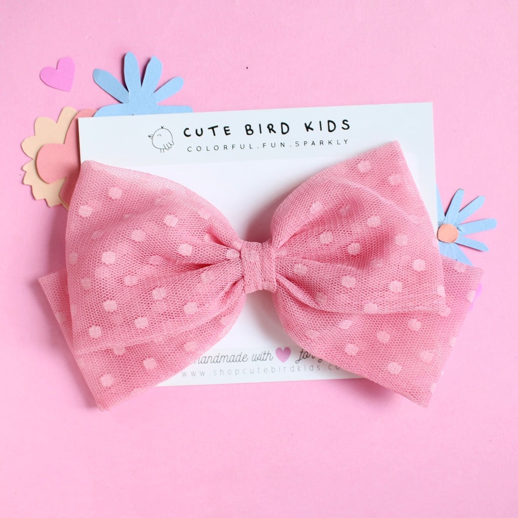 PINK DOTS TULLE Bella Bow