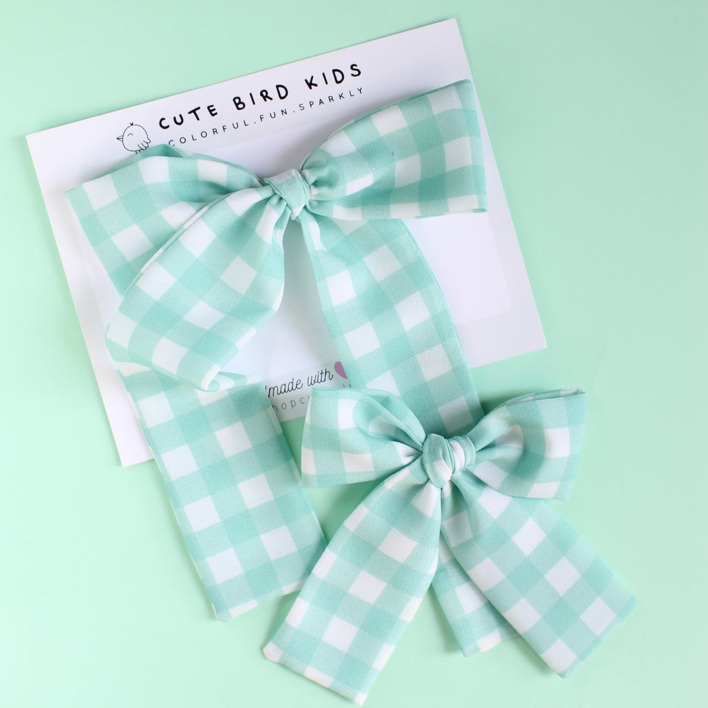 MINT GINGHAM Lady Bows