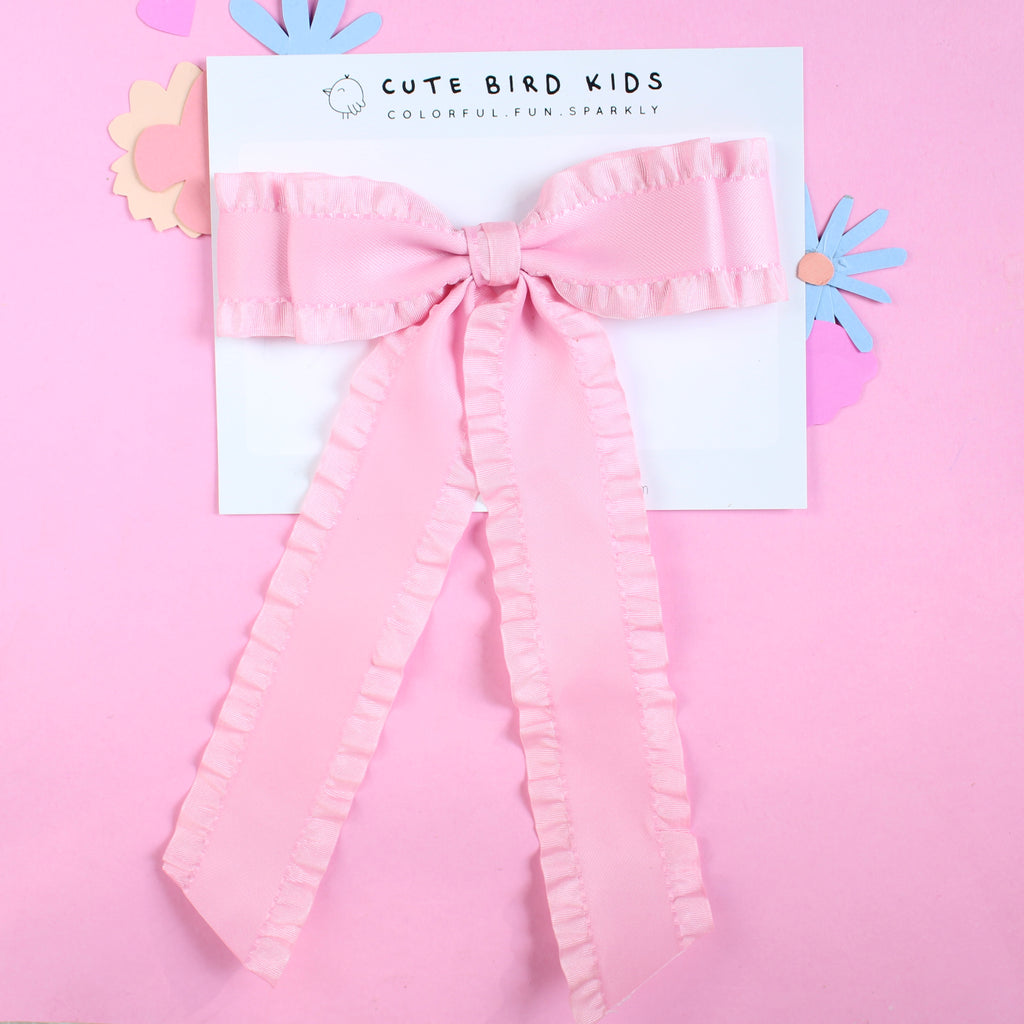 PINK PLEATED  Ribbon Bow