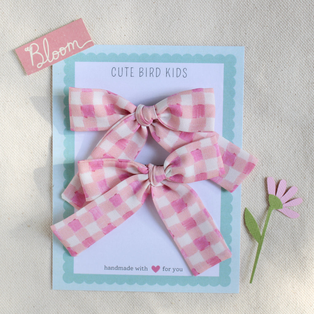 ROSY GINGHAM Mini Lady Bows